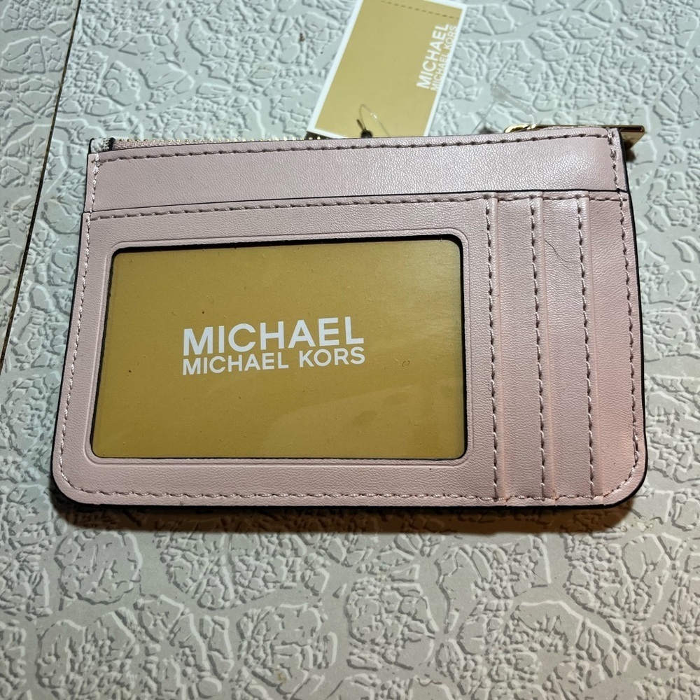 Michael Kors  MK Small Coin Purse ID Pouch Keychain Ring Fob Wallet Powder Blush - Picture 2 of 2